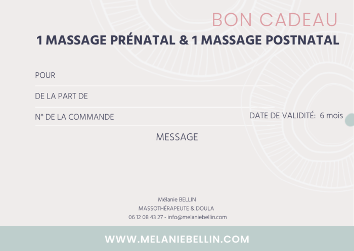 Bon cadeau - 1 Massage Prénatal et 1 Massage Postnatal