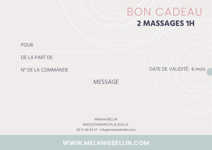 Bon cadeau - 2 Massages 1h